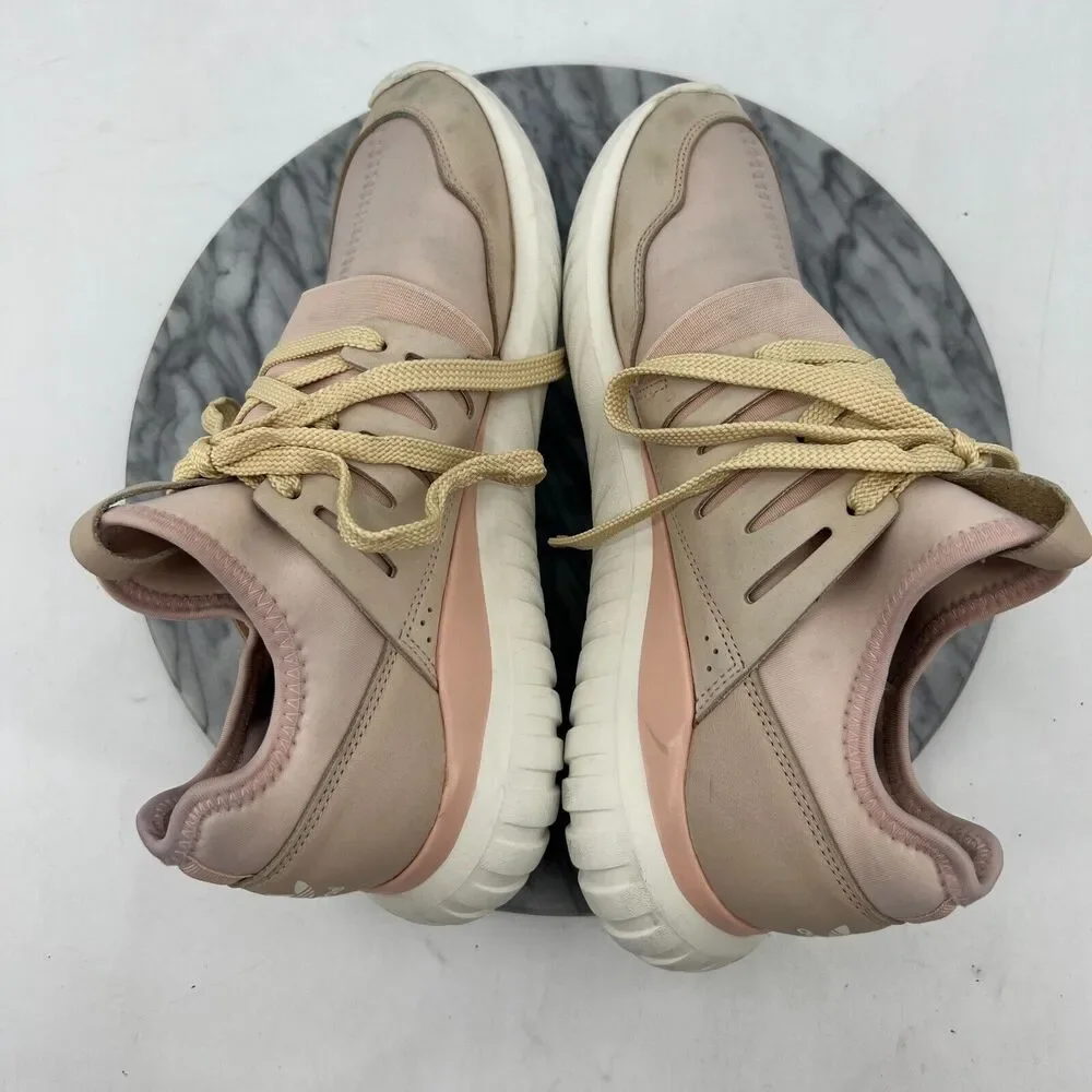 Adidas Mi Tubular Running Shoe Womens 9 Blush Pink Lace Up Low Top Athletic
